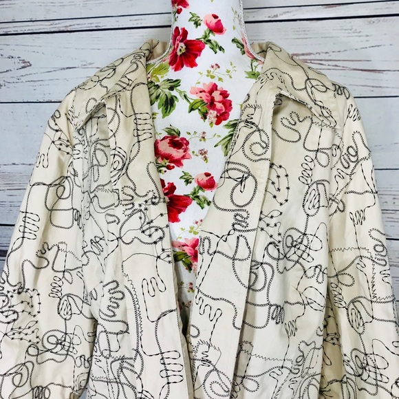 Vintage Jackets & Blazers - Vintage Cambridge Dry Goods 3X cream&black jacket